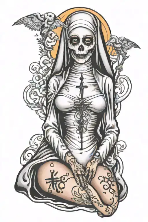 dead sexy nun thigh tatoo design tattoo design idea