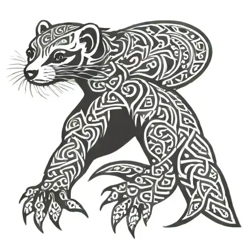 Ferret in tribal and celtic style tattoo design tattoo design idea