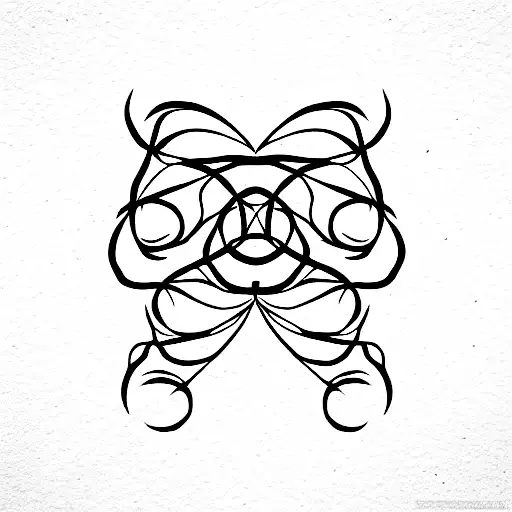 ox with symmetrical line curving tattoo design idea