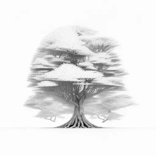 lines of code fading into a beautiful tree tattoo design idea