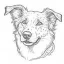 portrait of a smooth coated border collie mix with floppy ears and a speckled snout wearing a bandana that says emotiona tattoo design idea