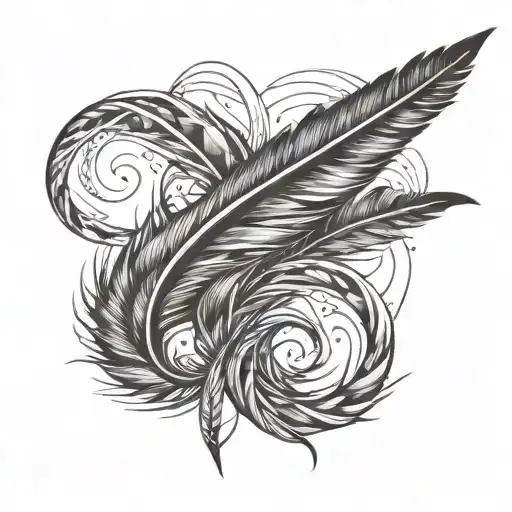 feather and infinity symbol tattoo design idea