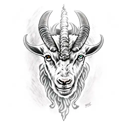 Thors Hammer with Goat head tattoo design idea
