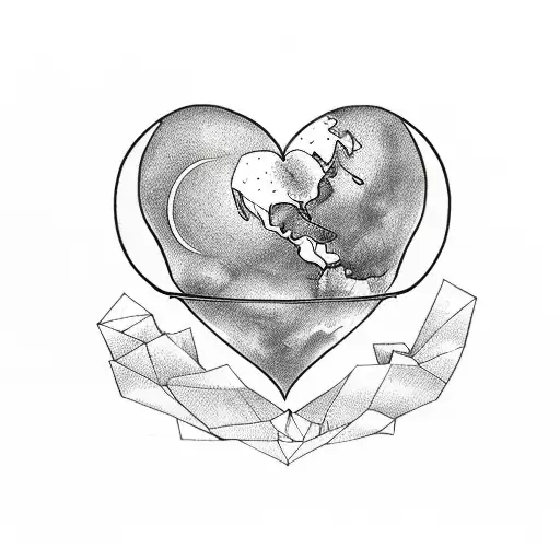 Plane Heart Planet tattoo design idea