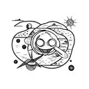 Planet Plane Heart tattoo design idea