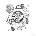 Planet Plane Heart tattoo design idea