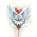 Phoenix and wolf emerging from water tattoo design idea