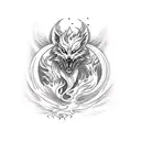 Phoenix and wolf emerging from water tattoo design idea