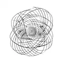 A minimalist representation of a bicycle wheel and music equalizer combined tattoo design idea