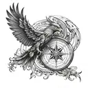 phoenix and compass tattoo design idea