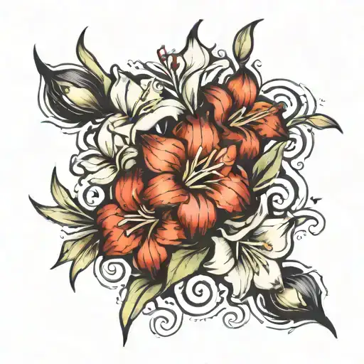 narcisuss gladiolus daisy flowers  tattoo design idea