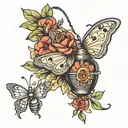 butter fly and grenade made tattoo design idea