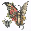 butter fly and grenade made tattoo design idea