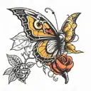 butter fly and grenade made tattoo design idea