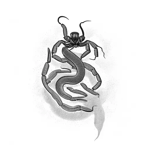 black snake heat eating a black scorpion tattoo design idea