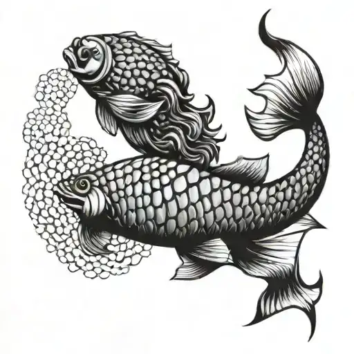 fish scales in a girl skin tattoo design idea