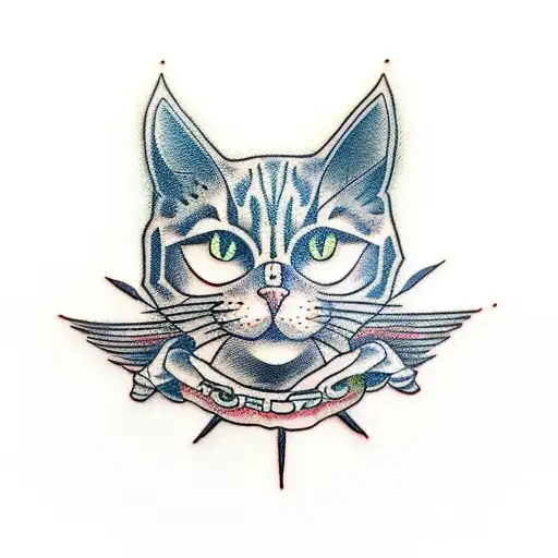 space cat  tattoo design idea