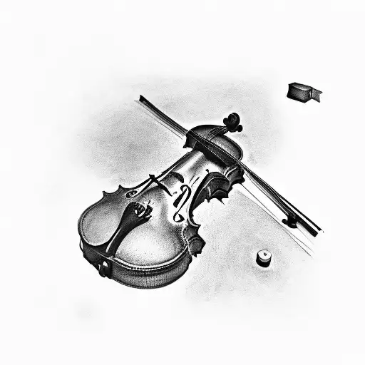 violin perspective tattoo design idea