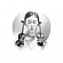 violin perspective tattoo design idea