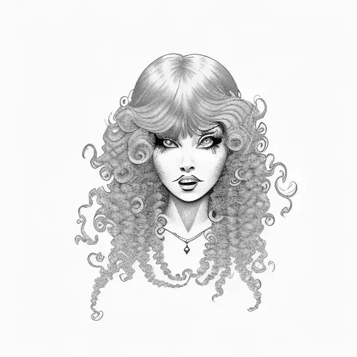 Elvira Daughter curly hair  tattoo design idea
