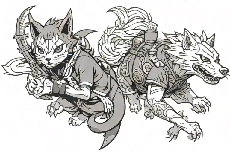kyubi and Naruto characters tattoo design idea