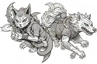 kyubi and Naruto characters tattoo design idea