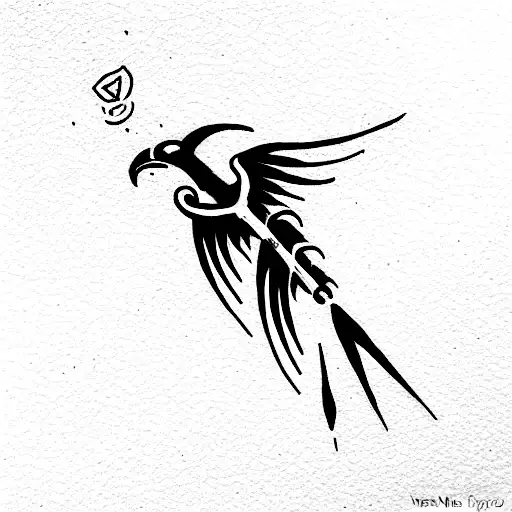 fenix con la palabra wabi-sabi encima tattoo design idea