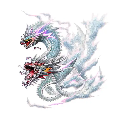 japanese Lightning Dragon sleeve tattoo design idea