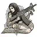 Muslim stripper with AK 47 tattoo design idea