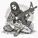 Muslim stripper with AK 47 tattoo design idea