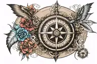 compass, resilience, moving forward, love. new life tattoo design idea