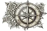 compass, resilience, moving forward, love. new life tattoo design idea