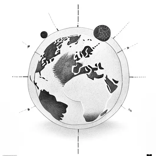 A world globe with a trail of footprints, representing the journey of an entrepreneur and the constant pursuit of new experiences tattoo design idea