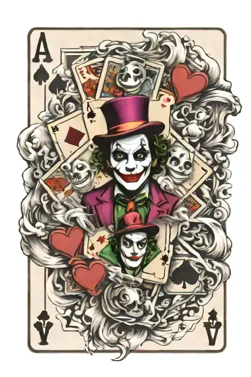 four aces poker card joker tattoo design idea