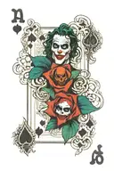 beat the odds with joker face and 4 ace playing cards tattoo design idea