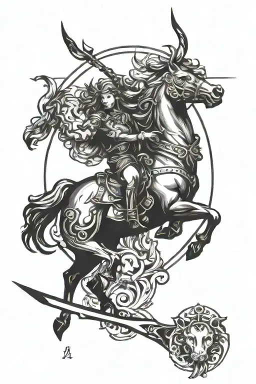 tatoo combination of leo and sagittarius zodiac sign tattoo design idea