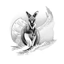 A majestic kangaroo riding a wave in the Australian ocean tattoo design idea