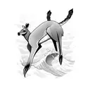 A majestic kangaroo riding a wave in the Australian ocean tattoo design idea