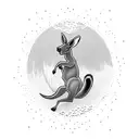 A majestic kangaroo riding a wave in the Australian ocean tattoo design idea