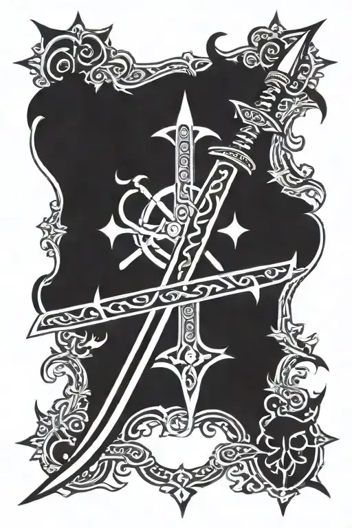 Slavic sword, Old Slavic language, magic, thunderstorm, thorn tattoo design idea