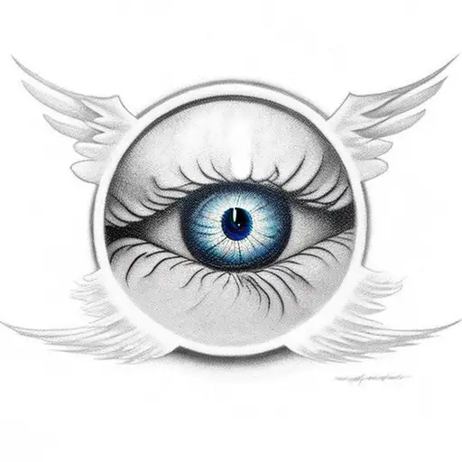 evil eyeball with wings tattoo design idea