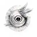 evil eyeball with wings tattoo design idea