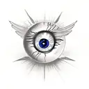 evil eyeball with wings tattoo design idea