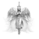 333 angel number half shaded  tattoo design idea