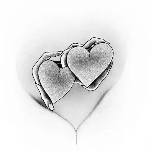A pair of intertwined hands forming a heart shape, with the words 'forever love' written inside tattoo design idea