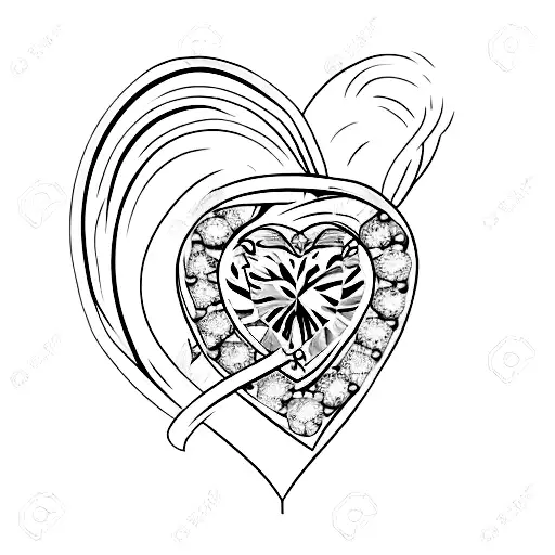 A minimalist tattoo of an engagement ring intertwined with a heart symbolizing love and commitment tattoo design idea