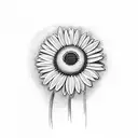 Cartoon Daisy with smiley face tattoo design idea
