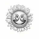 Cartoon Daisy with smiley face tattoo design idea