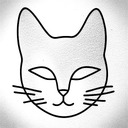 linear half cat's head front tattoo design idea
