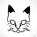 linear half cat's head front tattoo design idea